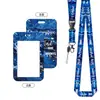 Porta credencial retráctil con cordón, adecuado para credenciales de estudiante, credenciales de empleado y credenciales de fábrica; se puede llevar alrededor del cuello para evitar la pérdida; también apto para tarjetas de autobús y metro