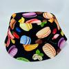 Novo Chapéu de Pescador com Estampa Macaron Moda Europeia e Americana para Meninas, Chapéu de Sol para Viagem ao Ar Livre, Chapéu Balde Reversível