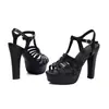 Tallas 34-43 Estilo Europeo y Americano Sandalias de Plataforma Impermeables con Una Correa para Mujer, Sandalias de Tacón Ultra Alto de Verano para Mujer, Zapatos para Mujer de Talla Grande Transfronterizos