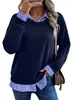 Otoño 2026 Nuevo Estilo Europeo y Americano de Amazon Sudadera Casual de Moda de Manga Larga para Mujer con Cuello Solapa Falsa de Dos Piezas con Retazos