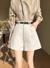 Shorts de Traje Caqui para Mujer, Elegantes de Corte Slim de Pierna Ancha de Gama Alta Nuevos Casuales para Principios de Primavera Adelgazantes Versátiles Grises
