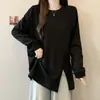 2026 Primavera Temprana Nuevo Estilo Cuello Redondo Atado Diseño Irregular Holgado Camiseta Talla Grande Versátil Casual Sencillo Top