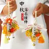 Pingente de Leque de Bambu do Festival do Meio Outono, Leque Tecido de Bambu para Pendurar na Porta, Sachê Interno com Sino, Decoração de Porta de Entrada, Ornamento Tradicional Chinês para Pendurar no Carro, Novo Estilo Chinês