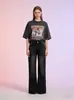 Fornecedor Popular de Moda para Comércio Exterior Europeu e Americano: Jeans Feminino Solto Casual Emagrecedor de Perna Larga Tamanho Grande com Efeitos de Desgaste e Bigodes