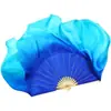 Abanico de Danza Clásica Estilo Chino Largo Grueso Gradiente Azul Lago Zafiro Estilo de Shanghái Yangko del Océano