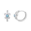 Pendientes de Plata de Ley S925 con Ópalo Estilo Coreano de Diseñador de Nicho E6203 para Mujer Incrustados con Flor de Pedrería