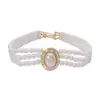 Collar de Perlas Multicapa Joyería para Mujer Collar de Cadena Ovalada de Lana Incrustado de Diamantes Vestido Cadena Clavícula Lujo Ligero Estilo Hepburn Vintage