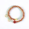 Pulseira de círculo duplo de madeira de sândalo com costura de jade Dongling natural, conta superior de ágata, ouro de jacarandá, pulseira de anel giratório para mulheres, atacado
