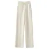 Novedad Otoño/Invierno Pantalones de Cachemira para Mujer Pantalones Gruesos de Cachemira de Pierna Ancha Adelgazantes Color Sólido Diseño con Costura Central con Cordón Pantalones Casuales