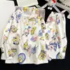 Conjunto de ropa de casa para niños, pijamas para niños y niñas, ropa de algodón con patrón de nubes para bebé con aire acondicionado, pijamas finos de verano