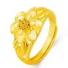 Transmissão ao Vivo de Anéis de Flor Rosa Banhados a Ouro de Alta Qualidade, Mesmo Estilo das Lojas de Ouro, Anéis Ajustáveis Pixiu Banhados a Ouro da Moda, Atacado em Estoque