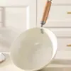 Sartén Blanca Antiadherente Estilo Japonés Transfronteriza para Uso Doméstico, Sartén Universal para Cocinar, Sartén Pequeña de Hierro Cerámico Plano Sin Recubrimiento
