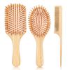 Kit de Massageador Capilar com Ar Quente Amazon Pente Massageador de Bambu Pente com Cauda Pontiaguda Pente para Estilização de Cabelo em Casa