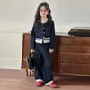 Conjunto Outono para Meninas 2026 Novo Estilo Roupas de Outono para Crianças Jaqueta Jeans para Meninas Calça de Cintura Larga para Meninas Crianças Maiores Estiloso
