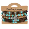 Pulsera de Cowboy del Oeste Nuevo Transfronteriza Personalizada en Forma de U Cactus Sombrero de Vaquero Pulsera Elástica con Perlas Turquesas