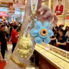 Shuibeizijin 999 Princesa Por Favor Hazte Rica Llavero Relleno de Algodón Llavero de Cuero Colgante para Bolso Tejido Regalo