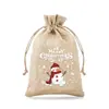 Conjunto de Sacolas de Juta de Natal Sacolas para Festa de Feriado Sacolas para Embalagem de Presente Sacolas de Juta com Cordão para Doces Infantis