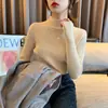 Suéter de Gola Alta Meia-Calça para Mulheres, Adequado para Camadas, Novo Estilo Outono/Inverno 2025, Elegante, Grosso, Ajuste Slim, Malha Versátil