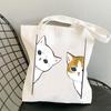 Bolsa de lona fofa de gato fofo de desenho animado estampado bolsa de ombro bolsa dobrável bolsa de mão bolsa de compras comércio exterior transfronteiriço