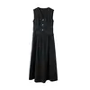 Vestido Estilo Resort 26 Nova Coleção Primavera Estilo Deusa Elegante Slim Fit Decote V Longo Sem Mangas
