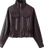 Moda europea y americana transfronteriza para mujer AliExpress superventas abrigo corto estilo francés de manga larga con cuello alto y ajustado a la cintura