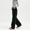 Jeans Americano Preto de Perna Larga Estreita para Mulheres Outono Novo Cintura Alta Slim Reto Solto Caimento Comprimento Total