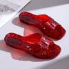 Chinelo de Plástico Novo para Banheiro para Mulheres Usarem Fora Verão Chinelo de Cristal Antiderrapante Não Cheira os Pés Sapatos de Gelatina de Plástico Transparente