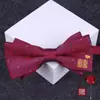 Moda Corbata de Lazo Roja de Doble Capa para Hombre Boda Novio Boda Hi Bow Padrino Hermanos Traje Negro Corbata