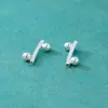 Prata Pura S925 Prata Lisa Tubo Curvo Pequeno Contas Redondas Tubo Curvo Pulseira de Corda Trançada Artesanal DIY Pulseira de Pérolas de Cristal Barra de Equilíbrio