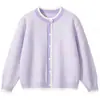 Colección Primavera/Otoño 2026: Suéter Cardigan de Punto Rayado para Niña, Suéter Chaqueta de Punto con Bloques de Color y Cuello Redondo de un Botón para Niños, Venta al por Mayor