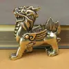 Adorno de Bestia Mítica Qilin de Latón Oficina Juego de Té Mascota de Té Qilin Volador Sólido Artesanía Metálica de Cobre Puro Adorno
