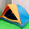 Suministro al por mayor de artículos de campamento al aire libre para 3-4 personas junto al lago, tienda de campaña de camping de doble capa con combinación de colores, de doble puerta, para campamento junto al lago