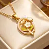 Collar de borla de diamantes con esmalte de gota de lujo ligero estilo francés microincrustado para mujer, cadena de clavícula dulce de dopamina a la moda de alta gama