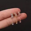 Brincos Finos Estilo Coreano 0.8X6Mm Zircônia Novos para Mulheres, Tarraxas Rosqueáveis de Aço Inoxidável, Joias para Piercing de Cartilagem da Orelha