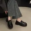 Mocasines británicos de suela gruesa estilo francés, nuevos zapatos cómodos versátiles sin cordones para el otoño de 2026, zapatos de cuero estilo JK japonés para mujer