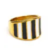 Anillo de titanio con rayas de goteo en blanco y negro retro creativo ins europeo y americano para mujer, anillo de dedo índice de nicho de alta gama a la moda, chapado en oro