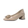Zapatos Mary Jane Borgoña para Mujer, Nuevo Verano 2026 Estilo Francés Tacón Grueso Tacones Altos, Cuadrado Bajo para Ir al Trabajo Zapatos de una Sola Tira
