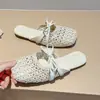 Zapatilla de casa tejida para mujer Primavera/Verano 2026 Nueva Mula de pescador de malla transpirable poco profunda estilo francés para mujeres embarazadas
