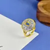 Base de anel em prata de lei s925, formato de ovo 4*6mm, base de anel ajustável oca com renda vintage escovada, acessórios para cravação DIY