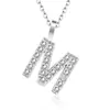 Amazon transfronterizo nuevo collar con incrustaciones de circonita de diamantes completos 26 letras inglesas femenino acero de titanio colgante DIY cadena de clavícula