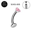 Aleación de titanio G23 diente interno ceja uña circonita aubao barra curva arete de fondo plano piercing corporal ombligo joyería al por mayor