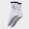 Meias Esportivas Meia-Calça para Meninas Meias Profissionais Antiderrapantes para Yoga Fitness Pilates Meias com Renda Bordada e Grip para Mulheres