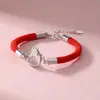 Elegante e Versátil Prata Esterlina 925 Fio Vermelho Simples e Estiloso Doze Signos do Zodíaco Pulso de Frango Cravejado de Diamantes para Mulheres