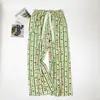 Pantalones de pijama de algodón y seda de verano nuevos 26 años 45 unidades, Pantalones anchos de nueve puntos para mujer, Pantalones finos de talla grande holgados para aire acondicionado, Pantalones de playa