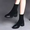 Botas Martin de suela gruesa, punta redonda, cálidas y forradas de fleece, botas de cuero adelgazantes para mujer, nueva colección otoño/invierno 2026, botines de moda versátiles