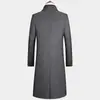 Jianyi otoño e invierno Nuevo abrigo de lana para hombre cortavientos estilo coreano corte slim largo sobrepintado abrigo de lana engrosado ropa de hombre