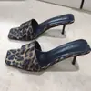 Sandalias de Tacón de Aguja Sexy y Elegantes para Socialités, Nuevas Chanclas de Leopardo con Tira Única de Tacón Alto para Verano y Otoño 2026