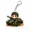 Llavero acrílico cultural y creativo rojo para la festividad del 1 de agosto, colgante de figura militar de dibujos animados, regalo souvenir para mochila