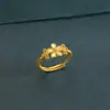 Conjunto de Tres Piezas Boda Flor de Durazno Anillo de Flor Dorada para Mujer Collar de Oro Macizo Colgante Pulsera Regalo de Vacaciones Cumpleaños para Novia