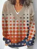 Sudadera de cuello redondo de marca independiente europea y americana, suéter de punto multicolor de manga larga con cuello en V para otoño e invierno, línea creativa original